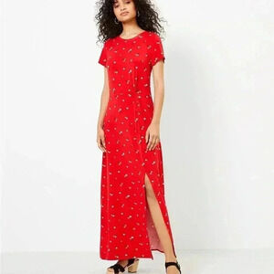 LOFT Petite Cherry Twist Maxi Dress XS NWT